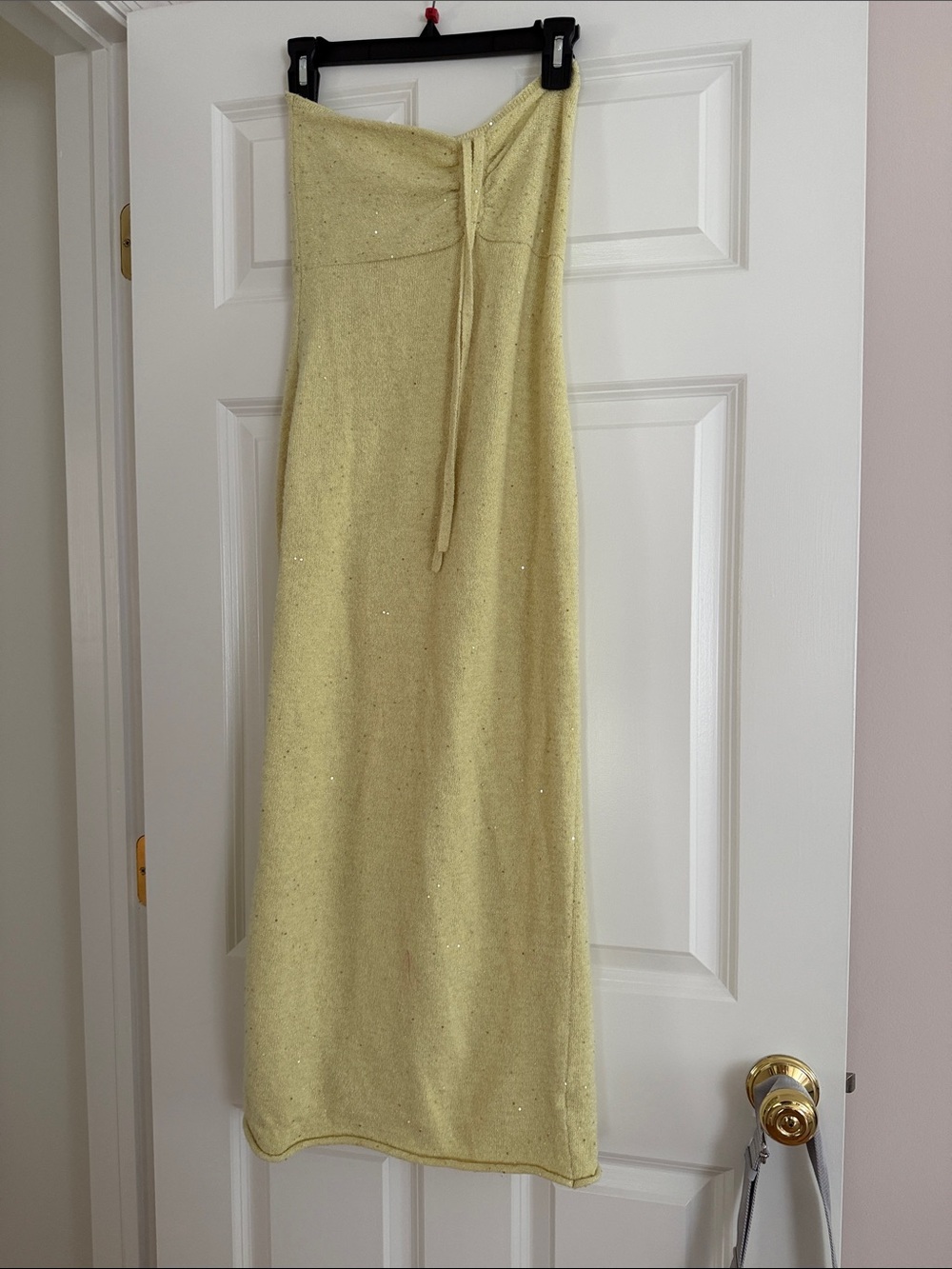 wild fable Strapless Pale Yellow Sparkle Maxi Dress Yellow dress size M green L